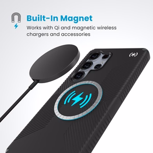 Speck Presidio2 Grip Magnet vāciņš ierīcei Samsung Galaxy S25 Ultra, melns / slānekļa pelēks