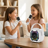 Blavec portatīvais Bluetooth skaļrunis WS-08 Karaoke Idol 8W ar 2 mikrofoniem balts