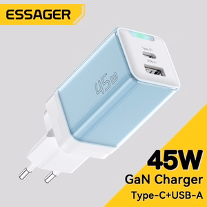 Lādētājs Essager Zhiqi GaN Gaiši zils 45W (PD / QC3.0)