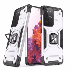 Wozinsky Ring Armor Tough Hybrid apvalks viedtālrunim Samsung Galaxy S22 Ultra sudraba krāsas ar magnētisko turētāju