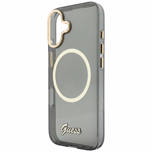 Guess IML Script Metal MagSafe Maciņš for iPhone 17 - melns