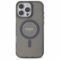 Guess IML Rhinestones Magnētiskais viedtālruņa apvalks iPhone 16 Pro - melns