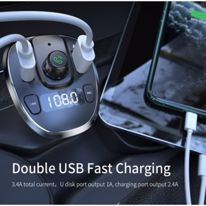 Auto lādētājs Essager "Dynamic" Sudrabs (lādētājs/ FM transmitter/ USB memory/ hands free)