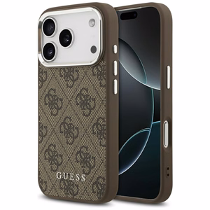 Guess 4G Classic Logo magnētiskais viedtālruņa apvalks iPhone 17 Pro - brūns
