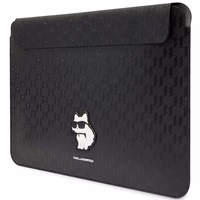 Karl Lagerfeld Saffiano Monogramma Choupette apvalks 16" klēpjdatoram - melns