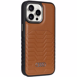 Audi Sintētiskās ādas viedtālruņa apvalks ar Magnētisko iPhone 15 Pro Max - brūns