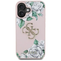 Guess Grained Roses Big 4G logo viedtālruņa apvalks iPhone 16 - rozā