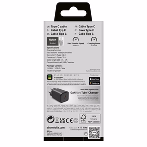 SBS TECABLETISSUETCC2G kabelis 2 x USB-C 2 m 60W ar Power Delivery - pelēks