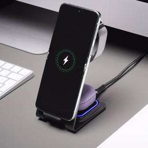 Forcell F-ENERGY Simply Charge 3in1 alumīnijs saderīgs ar Apple Watch un Samsung Watch pelēks