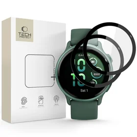 Tech-Protect Glass Flex+ 2 gabalu hibrīdais stikls Garmin Vivoactive 6 - melns