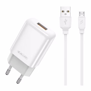 Charger Jellico EU01 2.4A USB-A + USB-A to MicroUSB cable 1.0m white