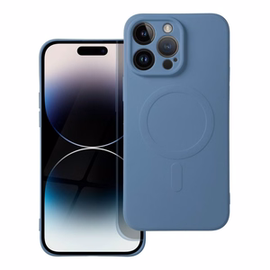 Silikona magnētiskais viedtālruņa apvalks, savietojams ar MagSafe, iPhone 14 Pro Max, zila