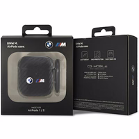 BMW BMA2WMPUCA2 AirPods 1/2 apvalks melns/melns oglekļa ar dubultu metāla logotipu