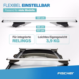 Fischer CrossLine – 1,2 m šķērsstieņi atvērtām jumta reliņām