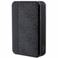 Guess Portatīvais lādētājs 18W GUPB10DP4GEGK 10000mAh melna/melna 4G Ādas Metāla Logotips