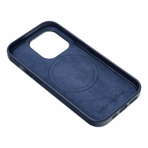 Чехол Leather Mag Cover (MagSafe) для iPhone 16 Plus тёмно-синий