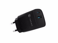 NATEC RIBERA GAN CHARGER 1X USB-A + 1X USB-C 30W melns