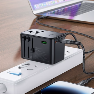 Acefast Z1 GaN 75W PD ceļojumu lādētājs adapteris 3x USB-C 2x USB-A - melns