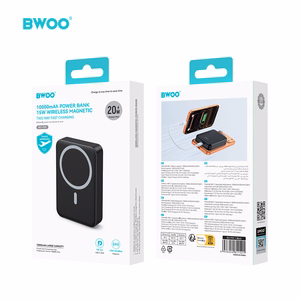 BWOO 20W 10000 mAh ārējais akumulators, melns
