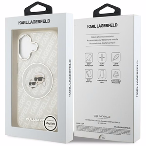 Karl Lagerfeld IML Mirdzošais Karl & Choupette Heads Logo magnētiskais viedtālruņa apvalks iPhone 17 - pelēks
