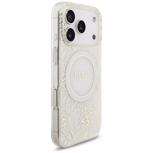 Guess IML Flowers Electro Pearl Strap MagSafe Чехол для iPhone 17 Pro - белый