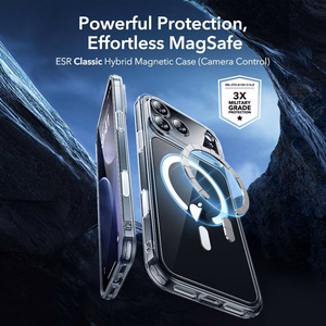 ESR Classic Hybrid MagSafe + aizsargstiklu komplekts iPhone 17 Pro Max – caurspīdīgs