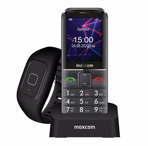 Maxcom Comfort MM735 ze stacją ładującą+ opaska SOS melns/melns