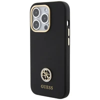 Guess silikona Logo Strass 4G viedtālruņa apvalks iPhone 15 Pro Max - melns