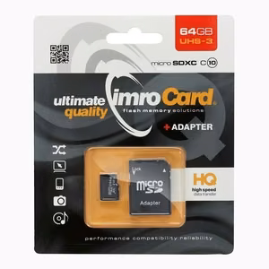 Imro memory card 64GB microSDXC cl. 10 UHS-3 + adapter