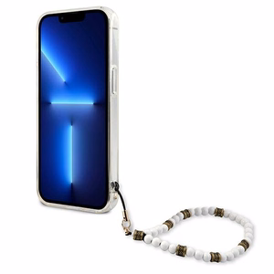 Guess GUHCP13SKPSWH iPhone 13 mini 5.4" Caurspīdīgs cietais apvalks Baltais Pērle