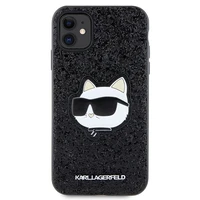 Karl Lagerfeld KLHCN61G2CPK iPhone 11 / Xr 6.1" melns cietais viedtālruņa apvalks Spīdumi Choupette Emblēma