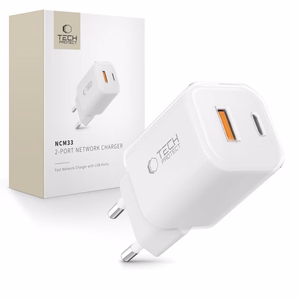 Tech-Protect NCM33W 2 portu PD33W/QC3.0 sienas lādētājs - balts