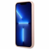 Guess GUHCP13LPSATPP iPhone 13 Pro / 13 6.1 viedtālruņa apvalks, rozā, ciets, ar Saffiano trīsstūra logotipu un karšu nodalījumu