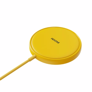WEKOME WP-U166 Tint Series Qi bezvadu lādētājs ar integrētu USB-C kabeli, saderīgs ar MagSafe, 15 W, dzeltens