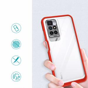 Caurspīdīgs 3in1 viedtālruņa apvalks Xiaomi Redmi 10 rāmja gēla vāks sarkans