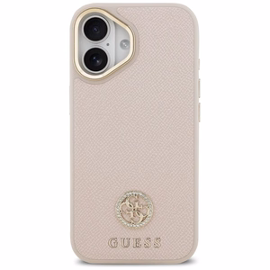 GUESS magnētiskais viedtālruņa apvalks IPHONE 17, savietojams ar MagSafe GUHMP17SPGCRMDEP (PU apvalks ar graudainu Strass logotipu) rozā
