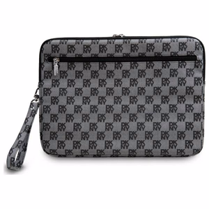 DKNY Sleeve Checkered Pattern Printed Stripes 16" Laptop Case - Black