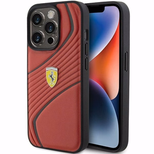 Ferrari Twist Metal Logo viedtālruņa apvalks iPhone 15 Pro - sarkans