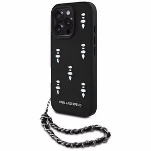 Karl Lagerfeld Saffiano Crystals w/Chain iPhone 16 Pro Case - Black