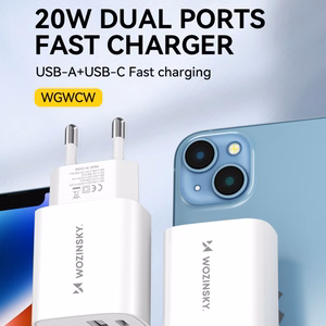 Wozinsky WGWCW USB-A USB-C 20W sienas lādētājs - balts