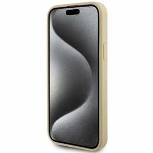 Guess GUHCP15MPS4DGPD iPhone 15 Plus 6.7" zelta/zelta cietais viedtālruņa apvalks Strass Metal Logo
