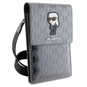 KARL LAGERFELD universal bag for mobile KLWBSAKHPKG (Saffiano Mono Ikonik) silver