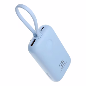 Внешний аккумулятор Veger K1 (W1188) PD QC3.0 35W 10000 mAh со встроенными кабелями USB-C / Lightning синий