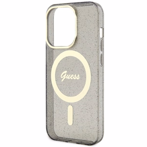Guess GUHMP14LHCMCGK iPhone 14 Pro 6.1" melns/melns cietais apvalks Spīdumi Zelts MagSafe