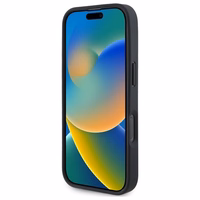 BMW zīmes ādas dimanta metāla logotips magnētiskais iPhone 16 Pro viedtālruņa apvalks - melns