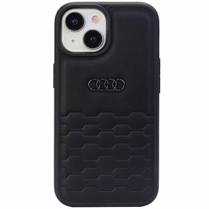 Audi GT Sintētiskā ādas viedtālruņa apvalks iPhone 15 Plus - melns