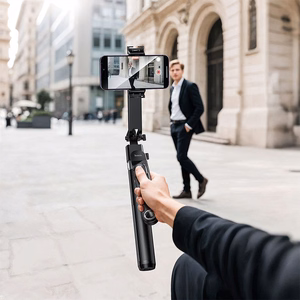 Selfija nūja-statīvs Hoco tripod ar bezvadu pulti rotējošs 360 grādu ar automātisku sejas izsekošanu K32 melns