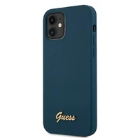 Guess GUHCP12SLSLMGBL iPhone 12 mini 5.4" zils/zils cietais apvalks Metal Logo Script