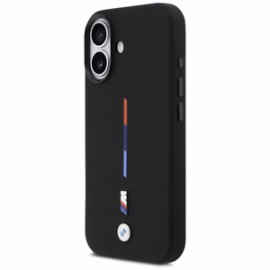 BMW M Silicon Tricolor Line MagSafe macins iPhone 17 - melns