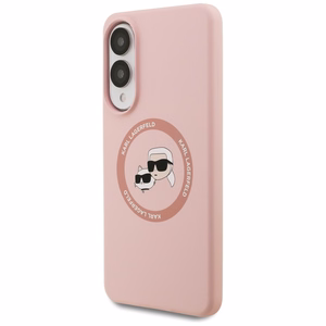 Karl Lagerfeld silikona Nauble galvas un apļa Magnētiskais viedtālruņa apvalks Samsung Galaxy S25 Edge - rozā